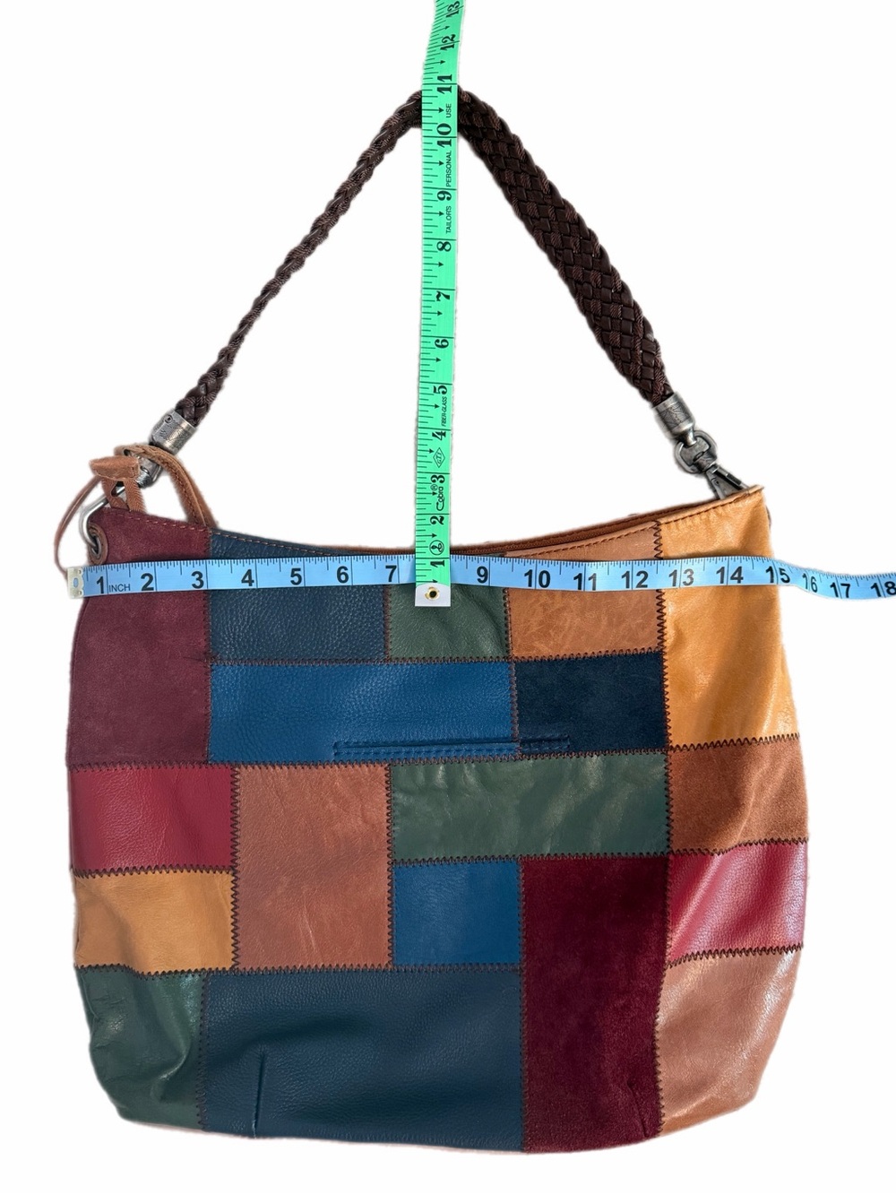 The Sak Multicolor Patchwork Leather Braided Strap Hobo Shoulder Bag Boho - Picture 12 of 12